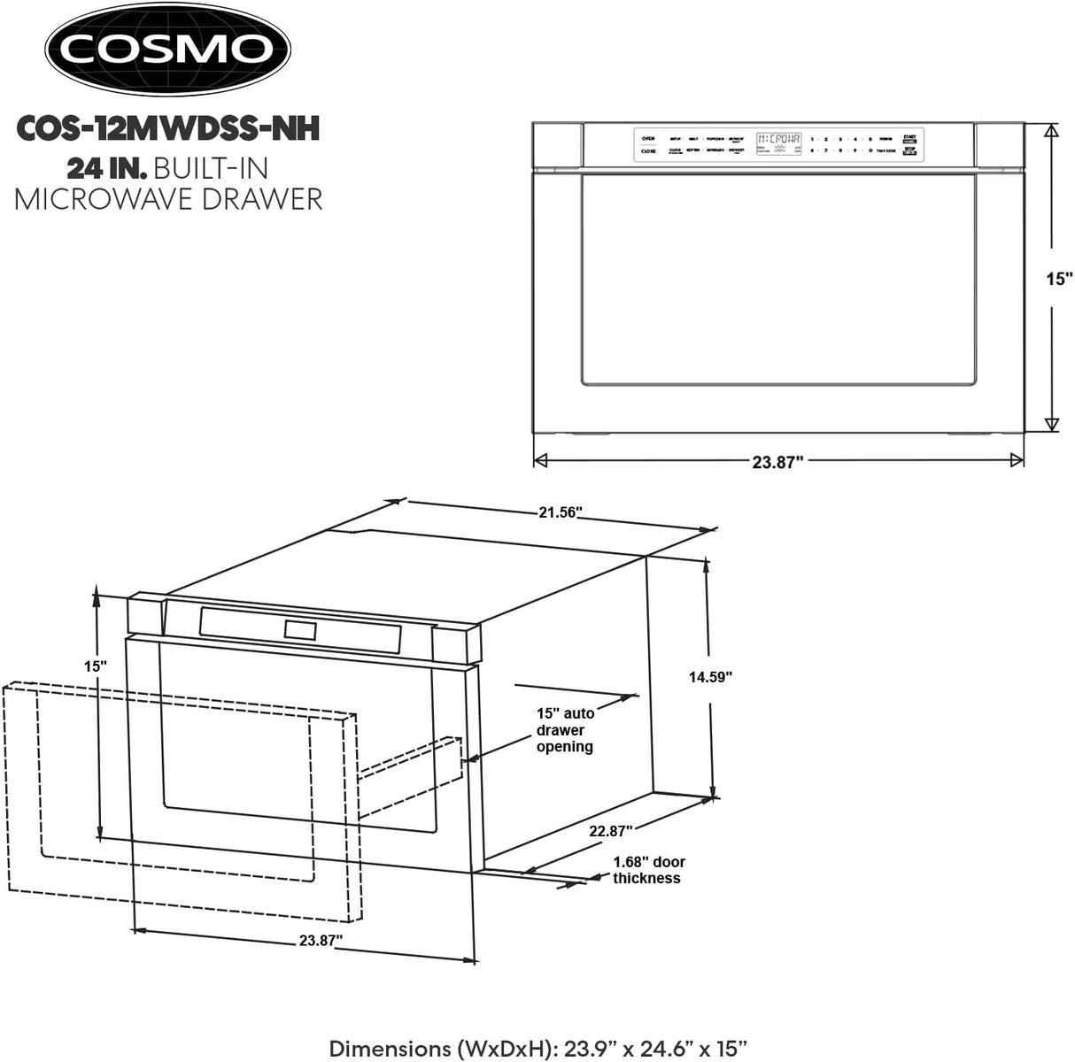 Microondas Empotrado COSMO con Presets Automáticos, COS-12MWDSS-NH
