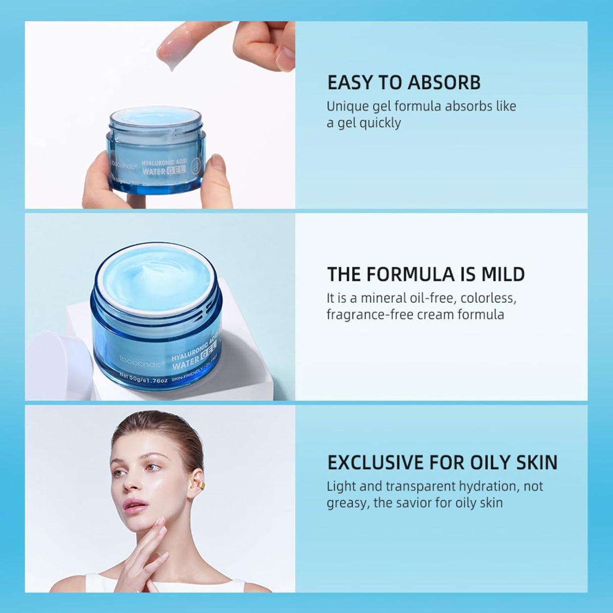 Crema hidratante facial de ácido hialurónico gel de agua