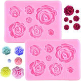 Moldes de Silicona para Pasteles Rose Flowers, 2 Piezas, Fondant