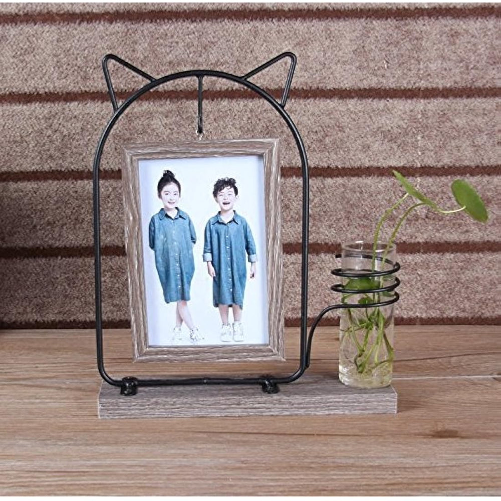 Marco de imagen colgante de doble cara con forma de gato