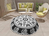 My Dream Carts Cojines redondos de 22 pulgadas para asiento de piso &#34;Solo cubierta&#34;, fundas de cojín decorativas con mandala bohemio, funda de cojín para meditación, puf para yoga, hippie