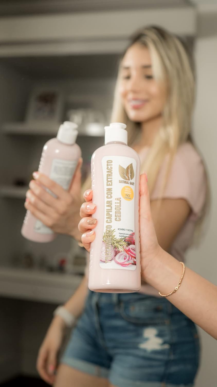 Champú y tratamiento de biotina con cebolla y romero