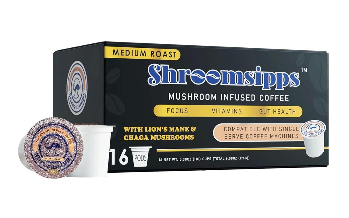 Café de Hongo Shroomsipps, 16 Cápsulas, Sabor Medio, Salud