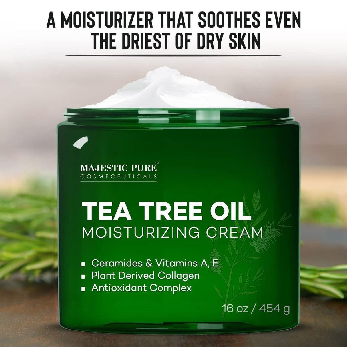 Crema hidratante facial de aceite de árbol de té MAJESTIC