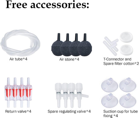 Bomba de aire FEDOUR 4W/5W/8W, ultra silenciosa, 4 salidas