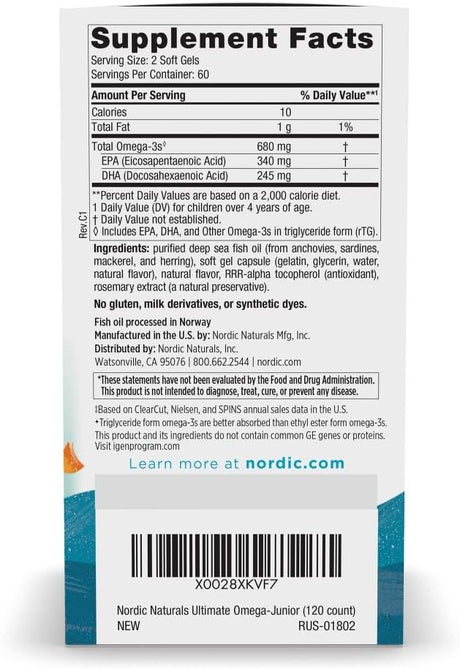 Omega Jr. de Nordic Naturals - 680 Omega-3s - 120 Mini Geles