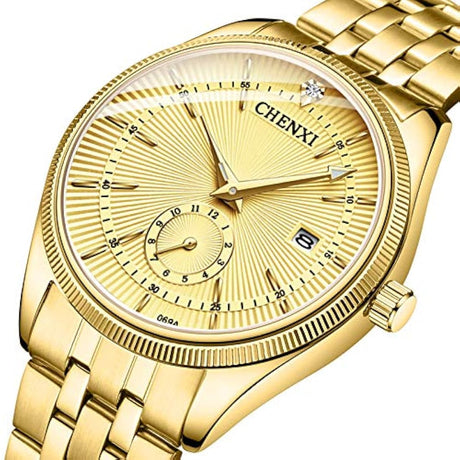 Fanmis - Reloj de pulsera analógico de cuarzo dorado