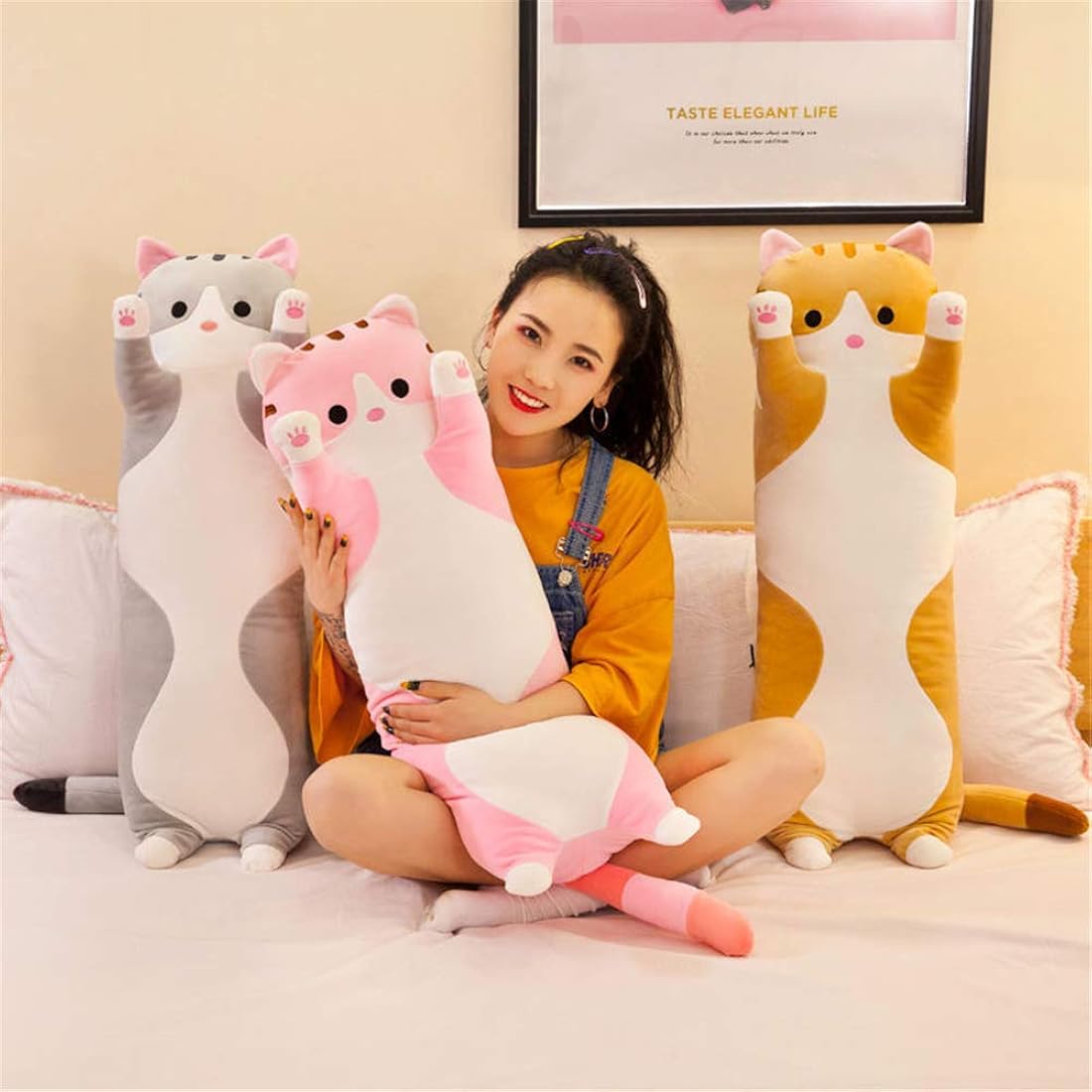Peluche Adorable almohada con diseño de gato de caricaturas