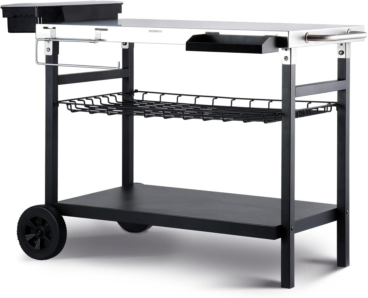Carrito de Parrilla Móvil con Estantes y Accesorios para BBQ