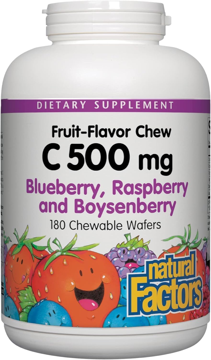 Vitamin C Masticable 500 mg, Natural Factors, 180 Wafers
