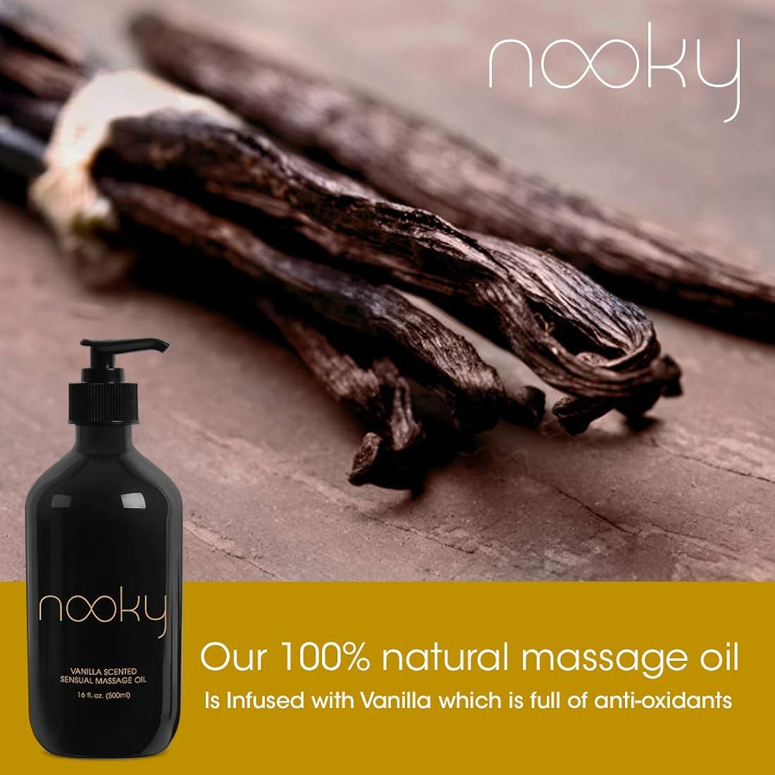 Aceite de masaje de vainilla con aceite de coco NOOKY