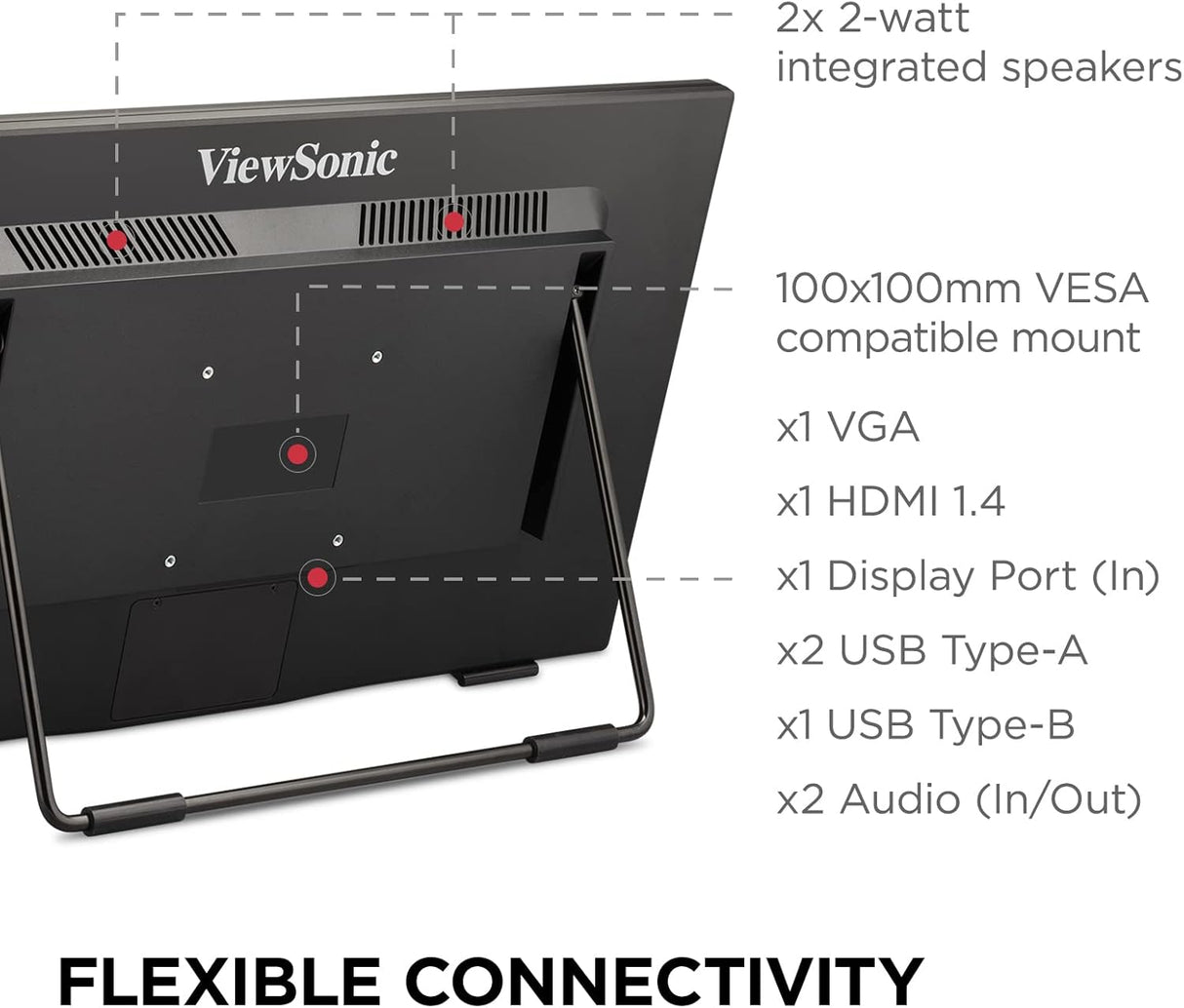 Monitor táctil ViewSonic TD2465 24 1080p, HDMI, USB, ergonómico
