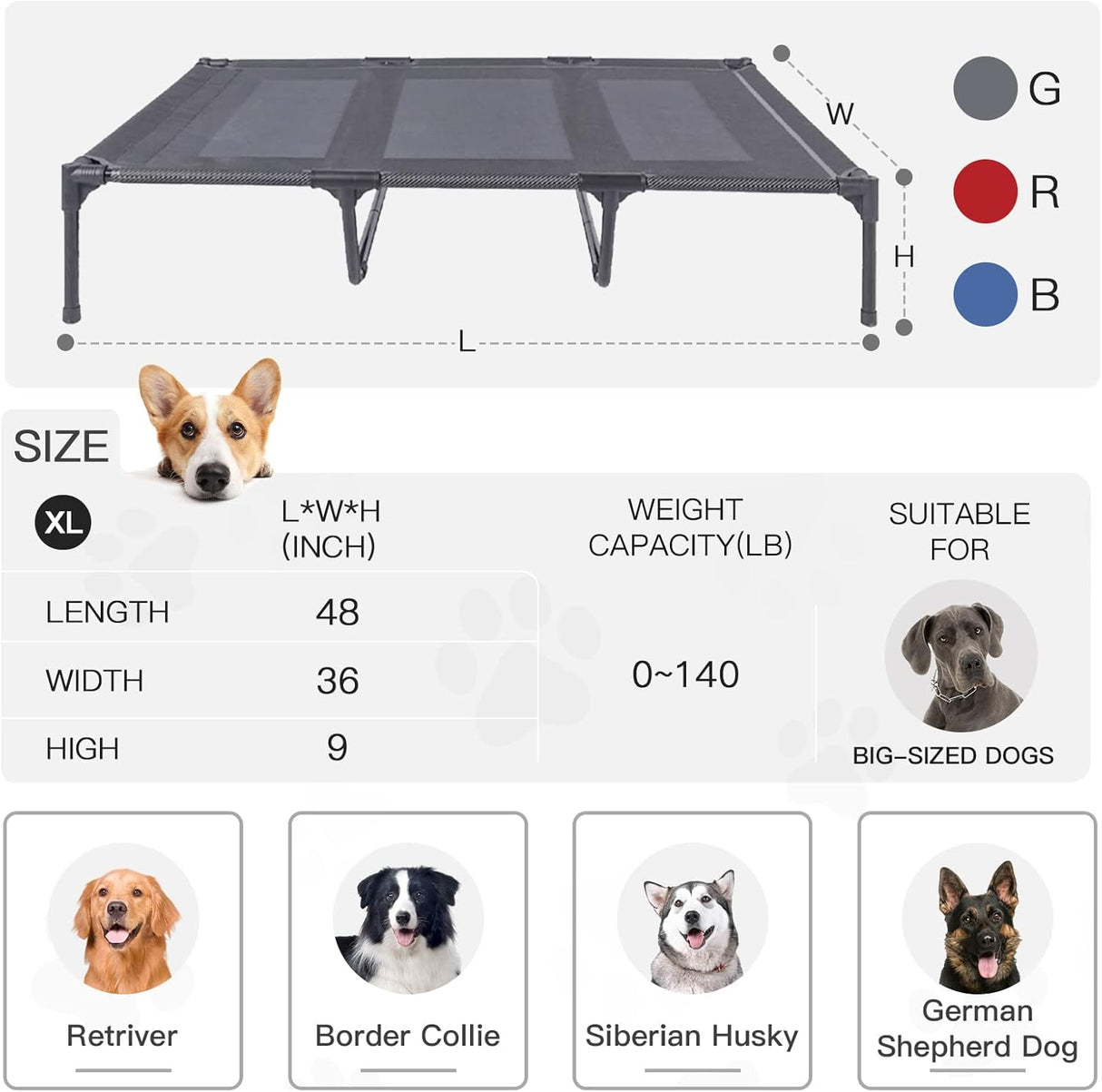 Cama Elevada para Perros Suddus, Impermeable, X-Large