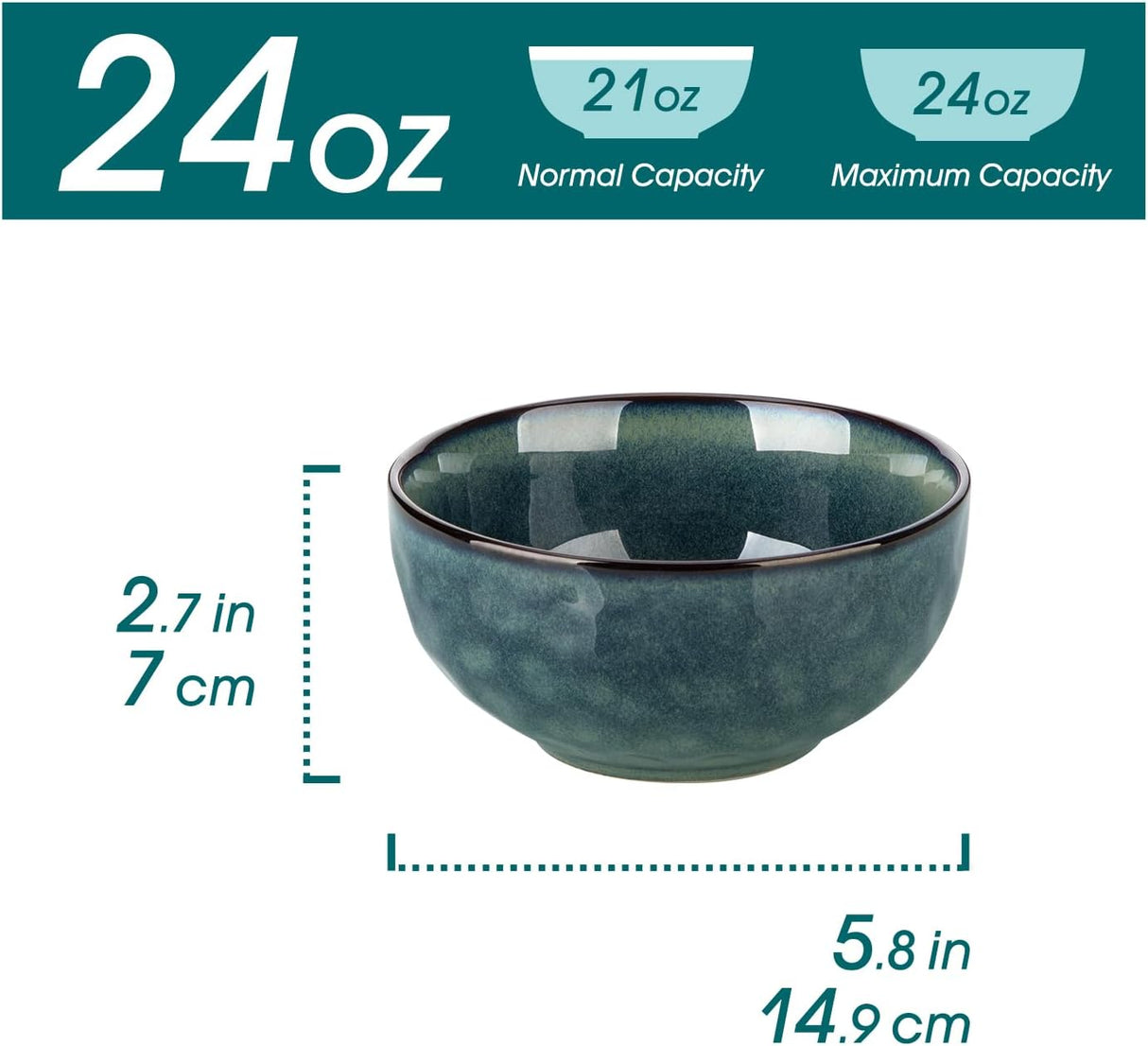 Cuencos para sopa vancasso, cerámica, set de 4, 24 oz, seguros