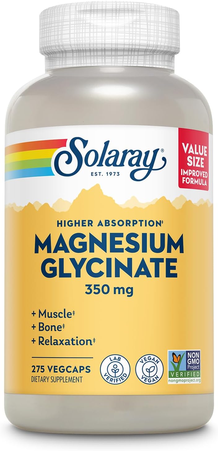 Solaray Magnesio Glycinato, Mejorado, Con BioPerine, 68 VegCaps