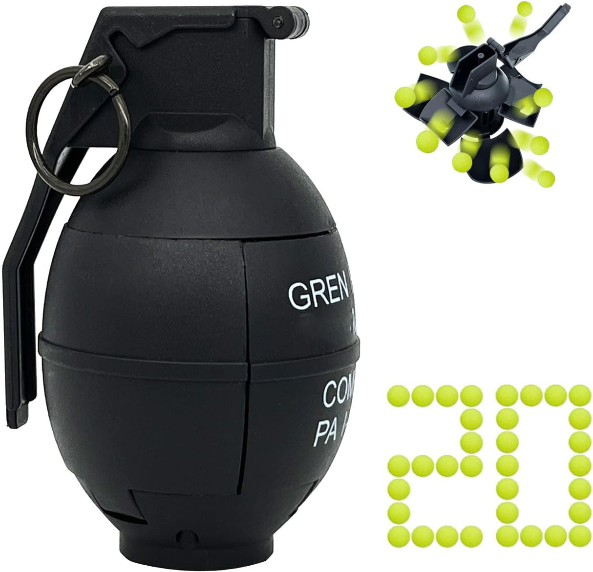 Granada de Juguete CS, Tactical, 20 Proyectiles de Espuma, Modelo CS-Grenade