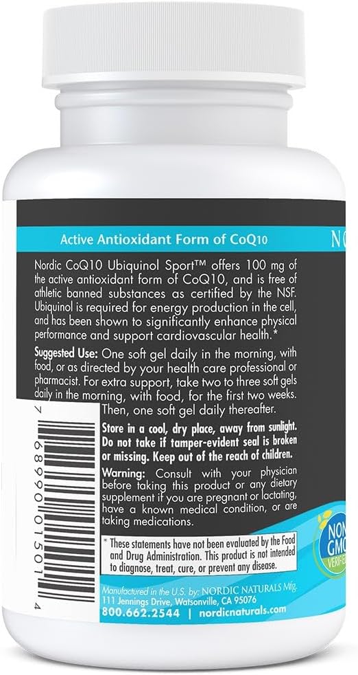 CoQ10 Ubiquinol Sport Nordic Naturals 60 cápsulas