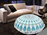 Funda bohemia para cojín, de 32 pulgadas, con diseño de mandala, para meditación, decorativa, otomana, grande, para exteriores, decoración del hogar, decoración de arte en el hogar, redonda, con pompones de algodón, cómoda