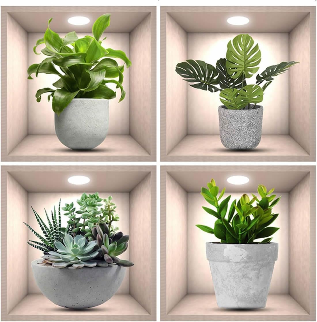 Pegatinas de Plantas 3D Vivas, Decoración Botanical, Modelo X