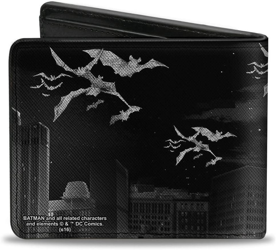 Cartera Bifold Hombre PU, Negra y Gris, 4.0 x 3.5