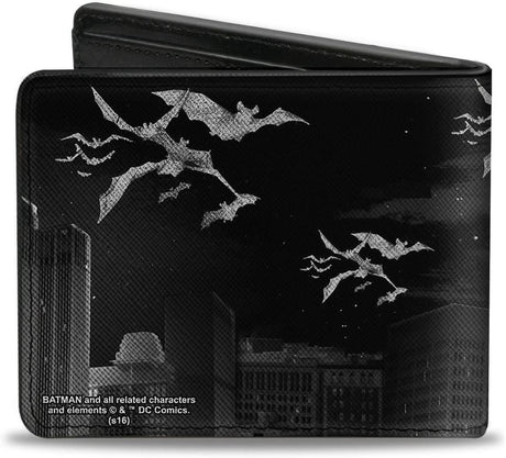 Cartera Bifold Hombre PU, Negra y Gris, 4.0 x 3.5