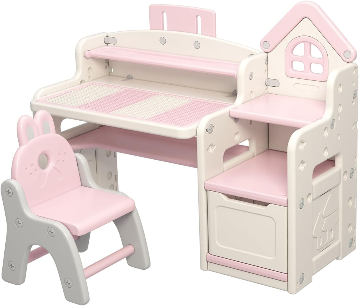 UNICOO Escritorio multifuncional 3 en 1 para niños rosado