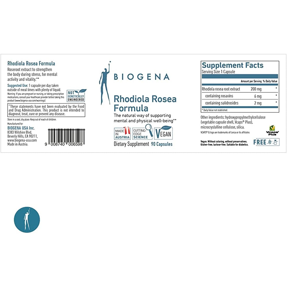 Suplemento Rhodiola Rosea natural para el cuerpo y la mente