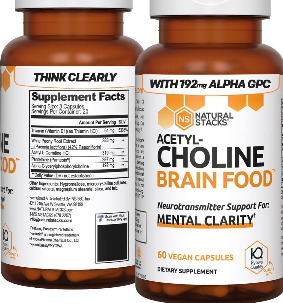 Suplemento Acetilcolina Alpha GPC para claridad mental y ánimo