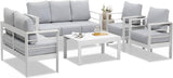Wisteria Lane Juego de muebles de patio de aluminio para exteriores, modernos juegos de conversación de patio, sofá modular de metal para exteriores con cojín de 5 pulgadas y mesa de centro para balcón, jardín, gris claro