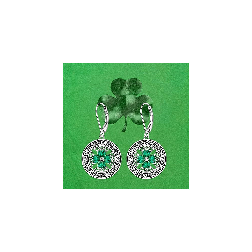 Aretes de trébol del día de San Patricio para mujer