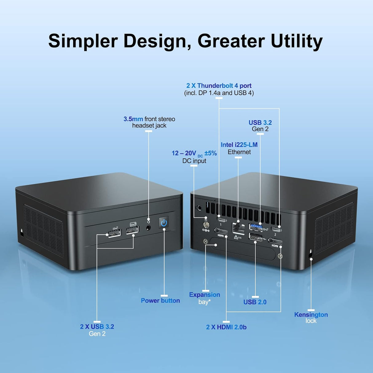Computadora de escritorio 2 x Thunderbolt 4 Intel nuc Wi-Fi