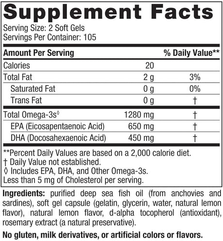 Suplemento Nordic Naturals Ultimate Omega 210 geles suaves