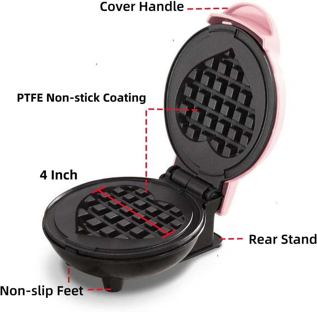 Mini Waffle Maker 4 - Compact, Antiadherente, Fácil de Limpiar