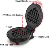 Mini Waffle Maker 4 - Compact, Antiadherente, Fácil de Limpiar