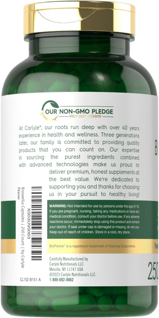 Cápsulas Extracto de Boswellia Serrata con Pimienta Negra 1200mg