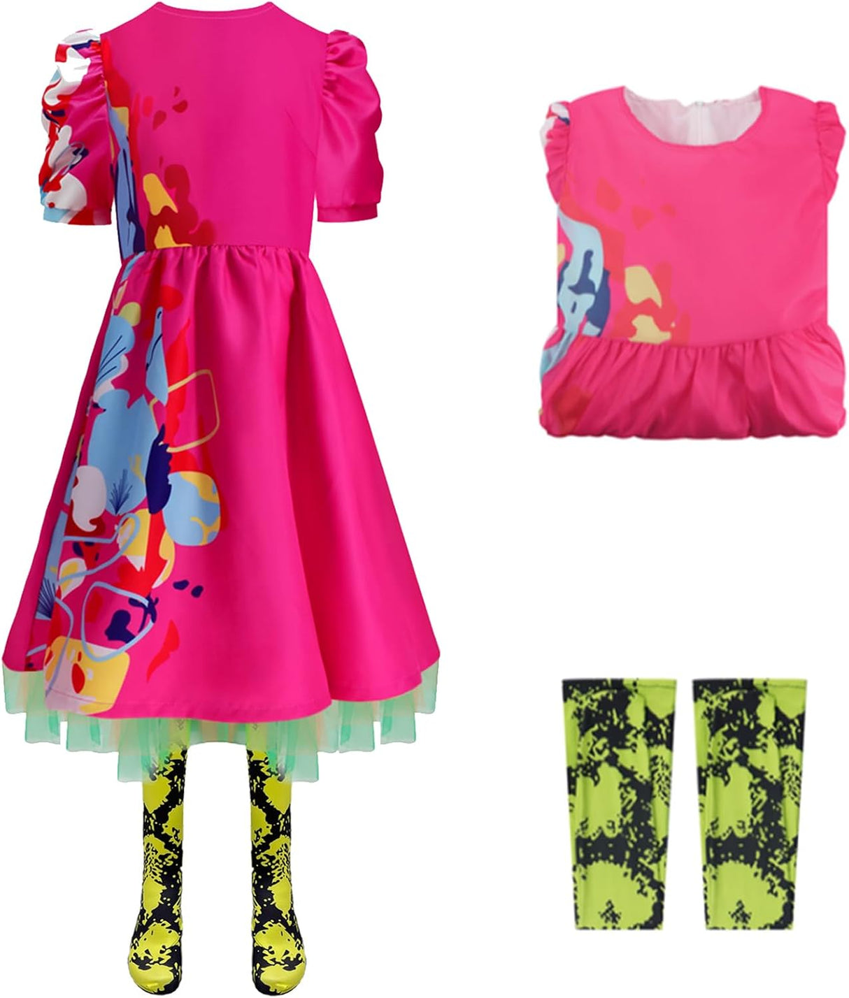 Disfraz de muñeca rara Poboola, vestido con mangas abullonadas.