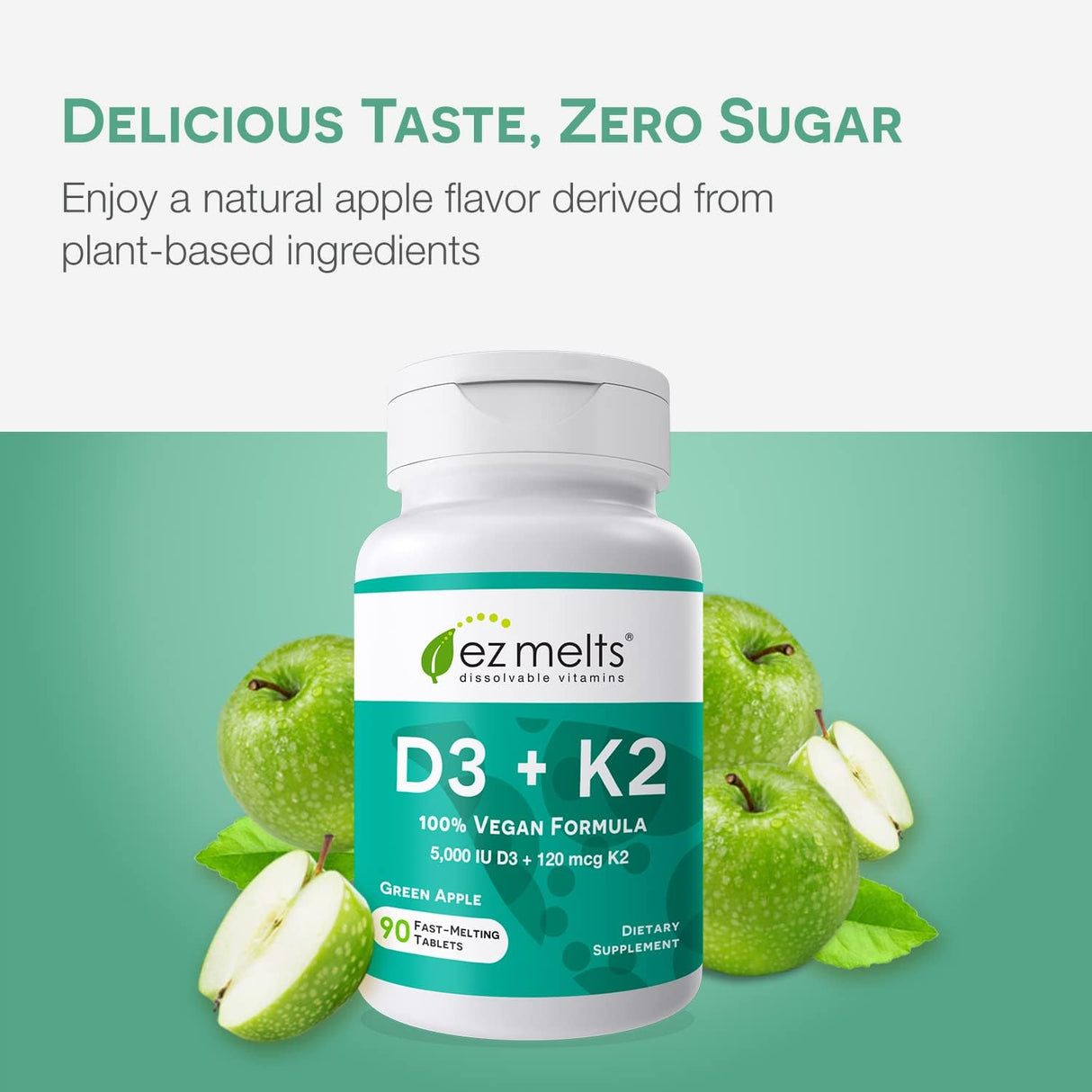 EZ Melts Vitamina D3 K2 Disoluble 5000UI Soporte Óseo 3 Meses