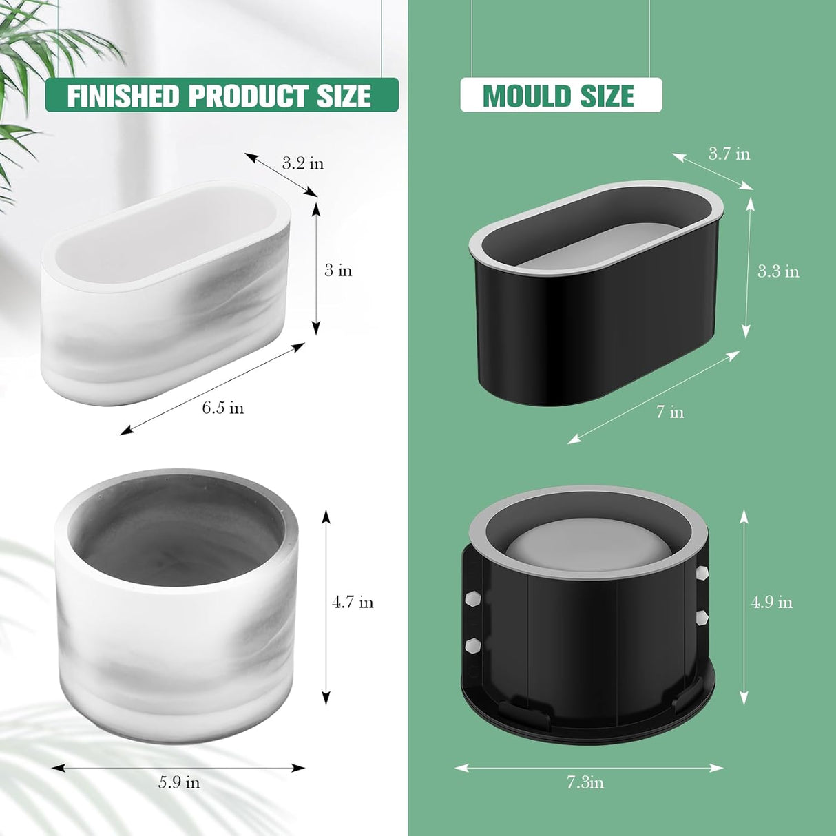 Molde de Silicona para Maceta de Concreto DIY (Redondo, Ovalado)