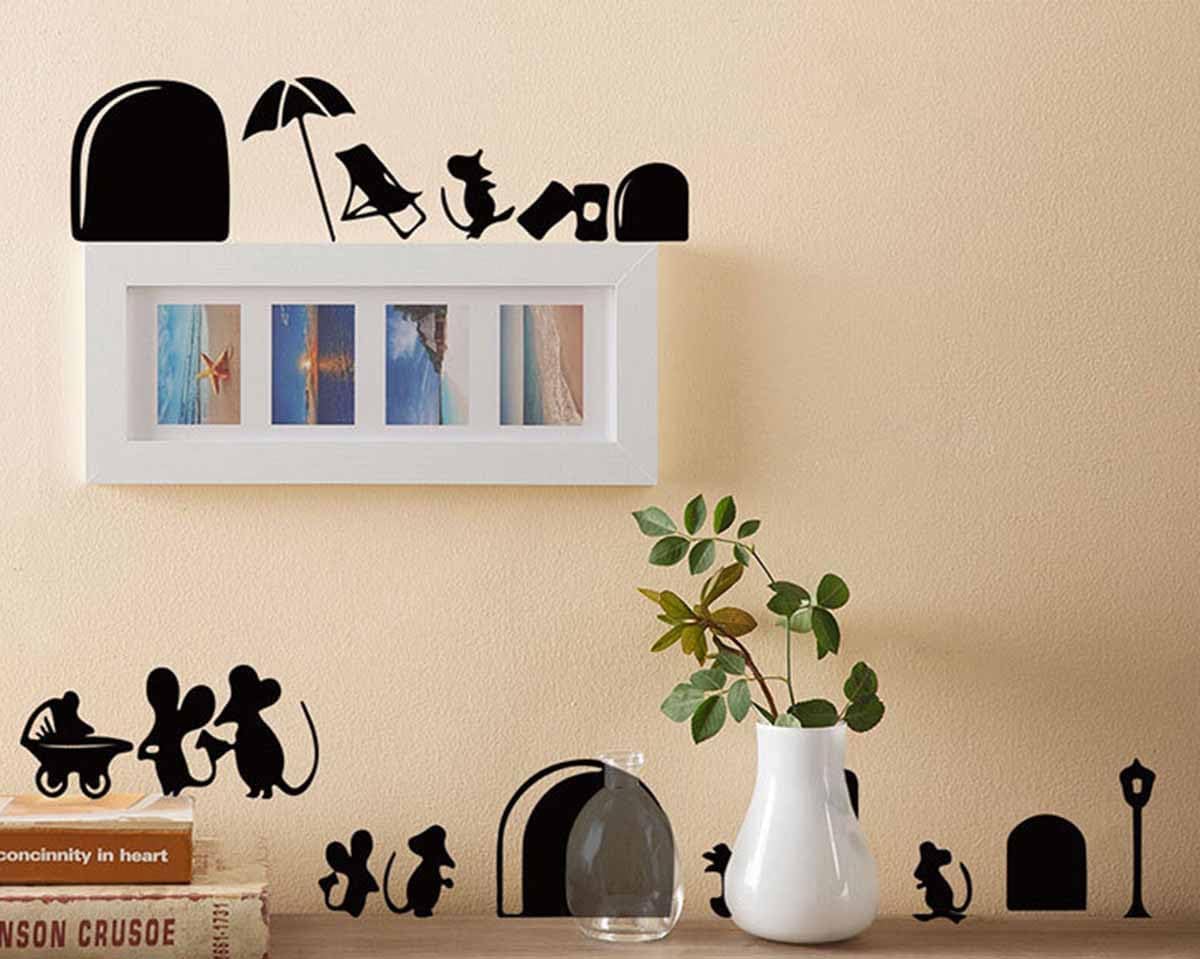Interesante etiqueta engomada del agujero del ratón extraíble personalizada moda creativa fondo pegatinas de pared para sala de estar escaleras
