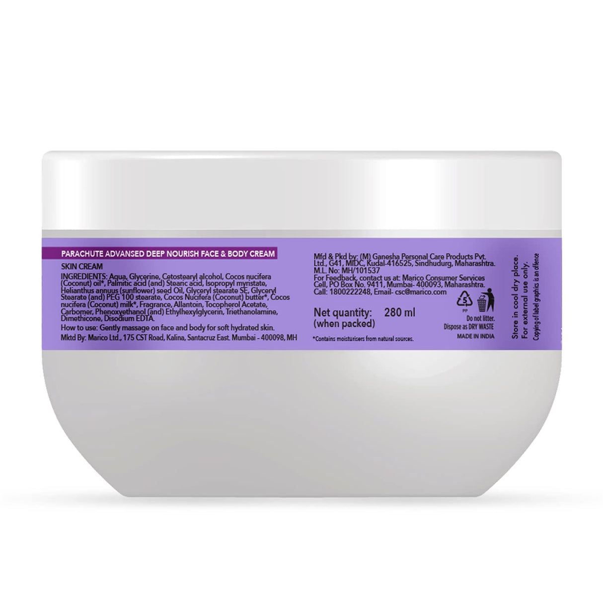 Crema facial y corporal de nutrición profunda Parachute