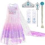 Disfraz de Elsa, Disney, vestido largo con accesorios, Halloween