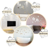 Pegatinas de Pared Espejo 3D, Decoración Floral, 18 Pcs