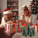 5 PCS Árboles de Navidad de Cepillo con Base de Madera