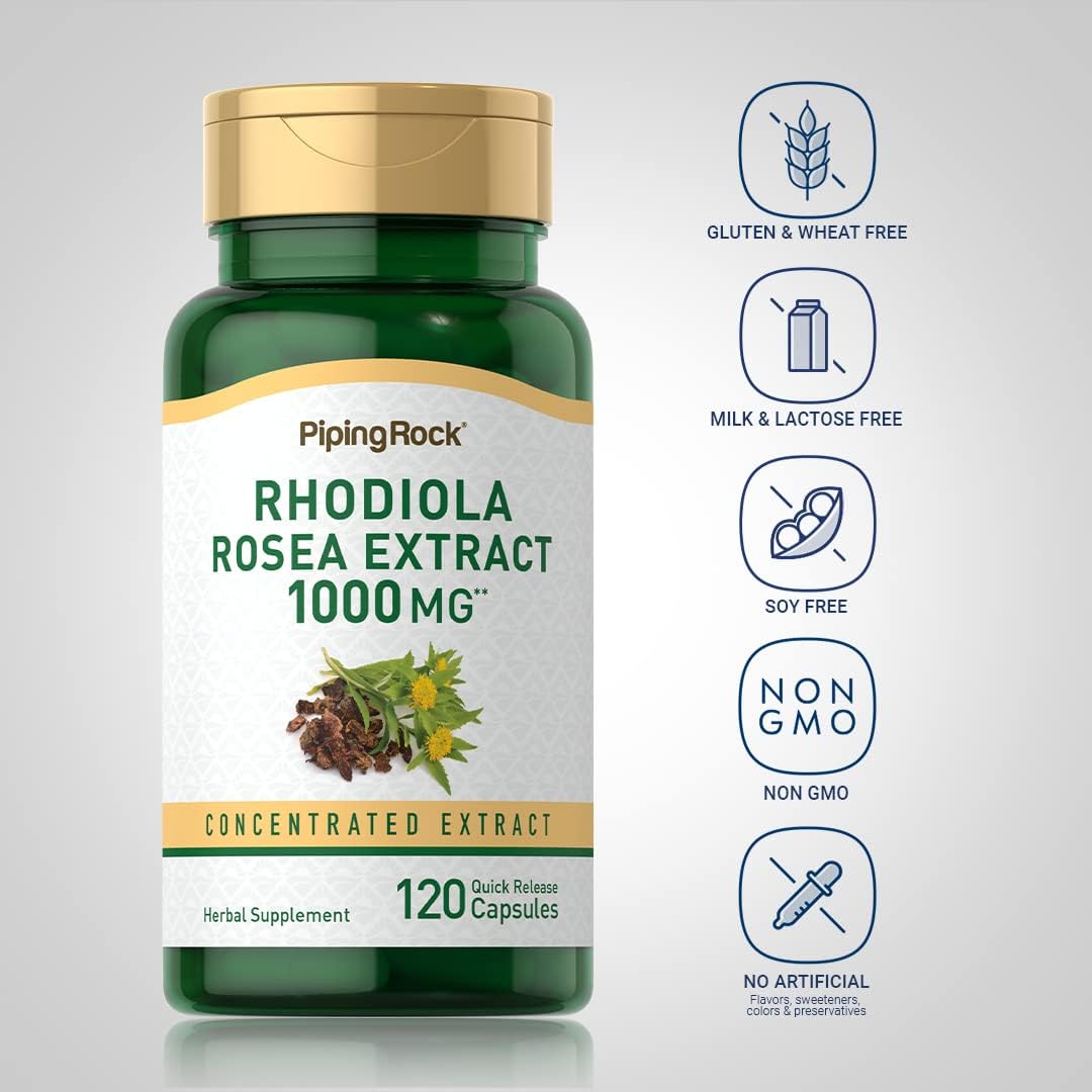 Suplemento herbal  Rhodiola Rosea Cápsulas 1000 mg  120 un