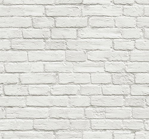 Papel pintado, adhesivo de ladrillo blanco