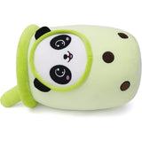 Peluche Boba con cara de panda color crema verde con pajita