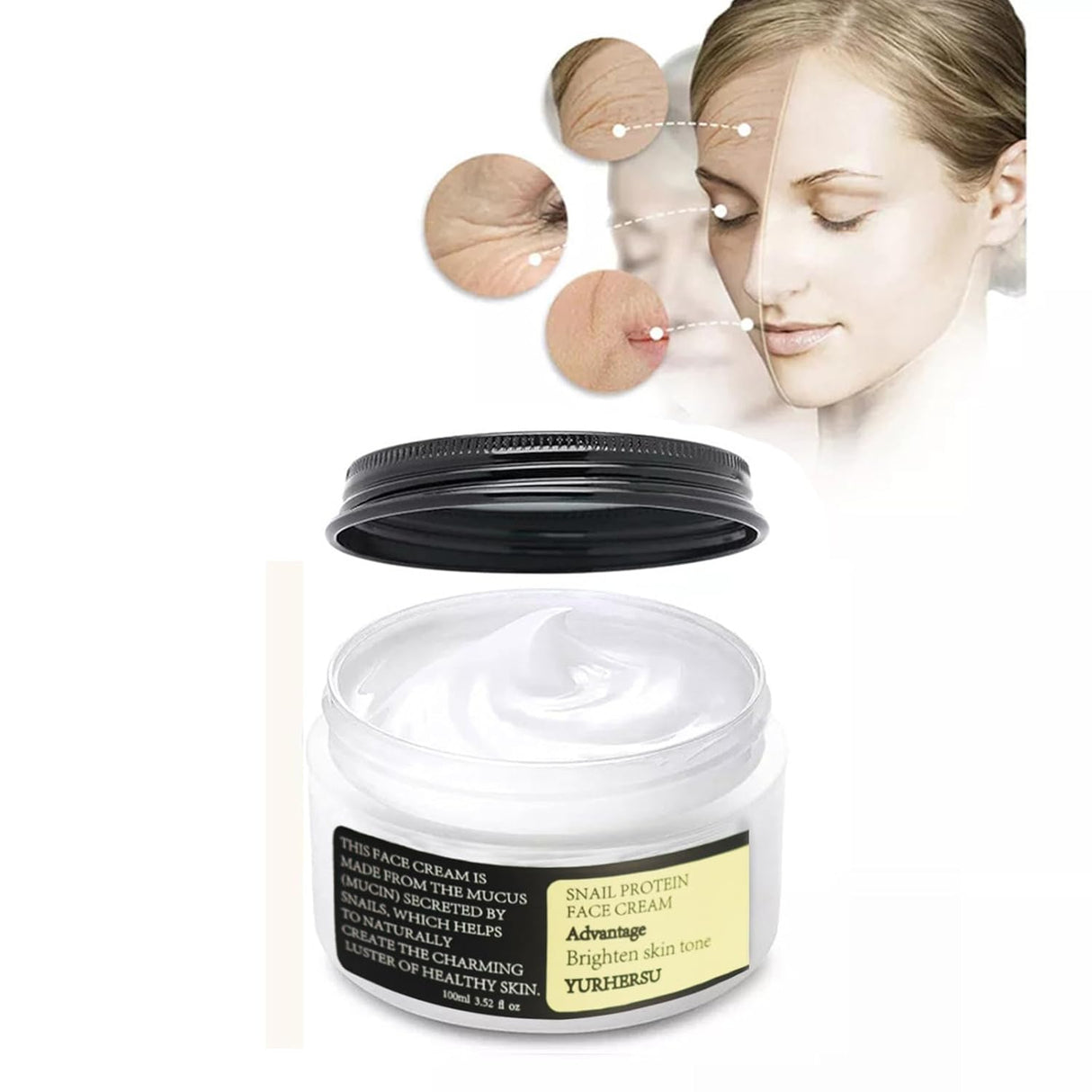 Crema Facial Hidratante con Mucina de Caracol y Colágeno 93%