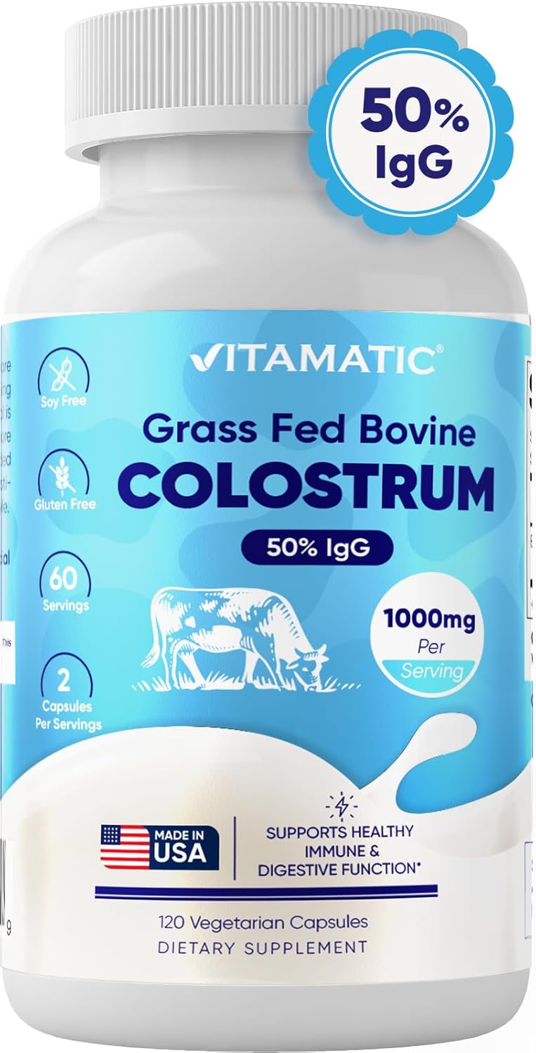 Suplemento de Colostro Bovino Vitamatic 1000 mg - 120 Cápsulas