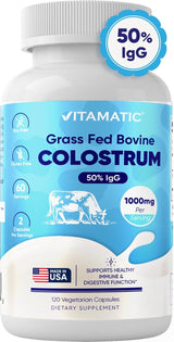Suplemento de Colostro Bovino Vitamatic 1000 mg - 120 Cápsulas