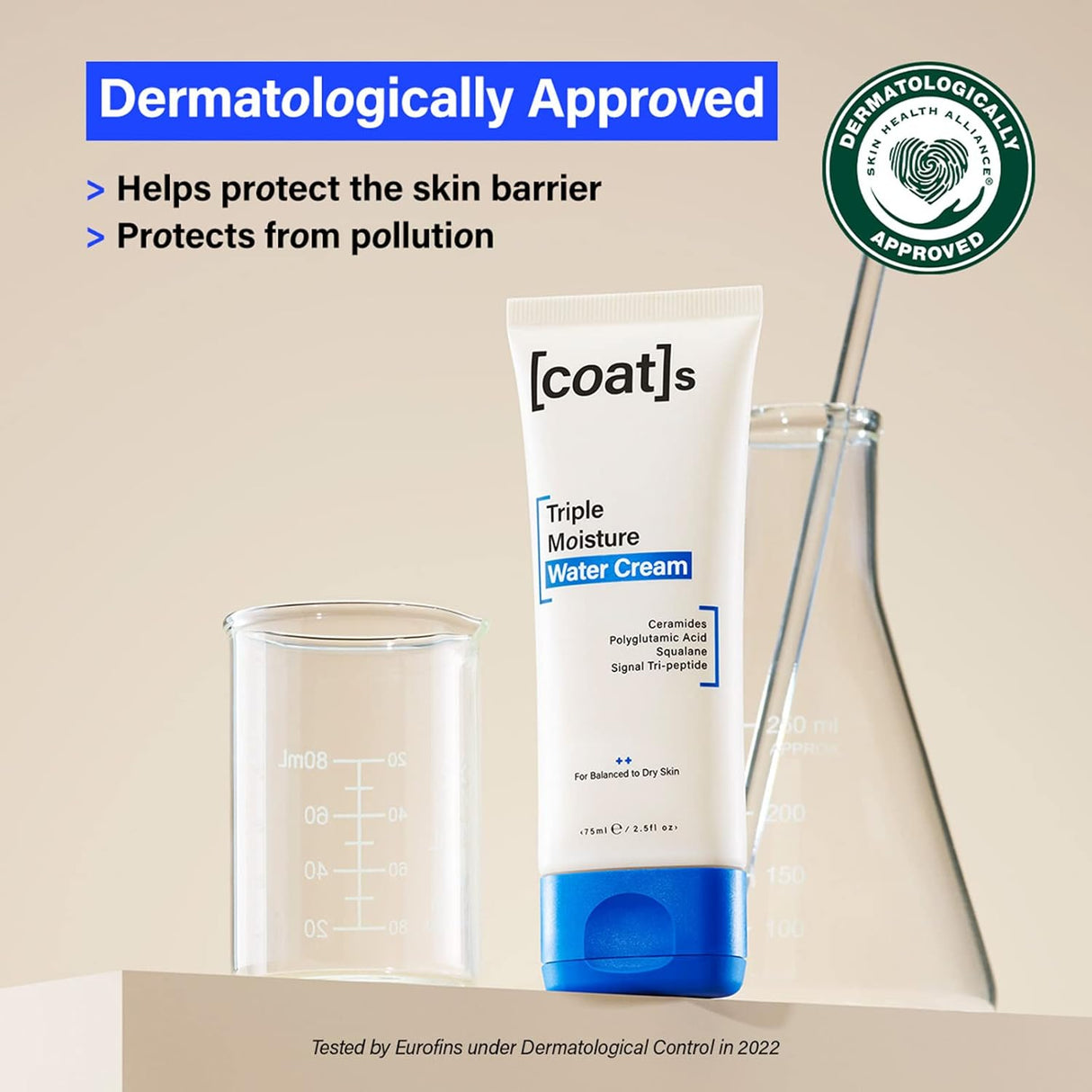 Crema facial a base de agua triple humectante COATS